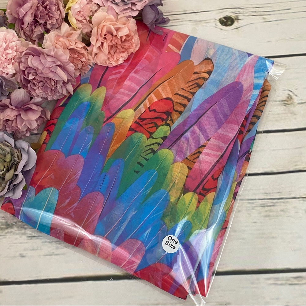 Bohemian Rainbow Feathers Kimono Beach Coverup - Picture 11 of 12